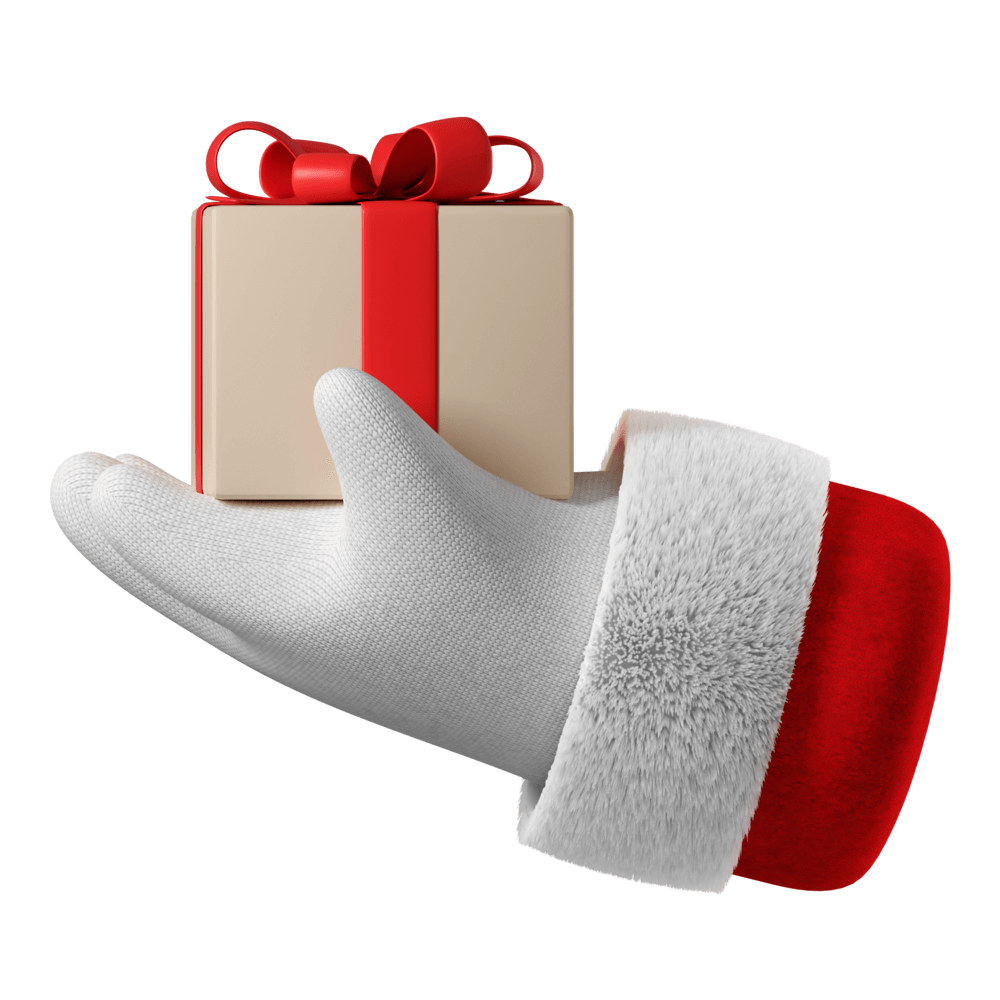 Santa's Hand Holding A Gift